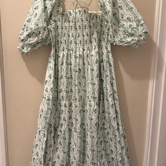 Hill House Hole Nesli Dress in green striped vine - Picture 1 of 5